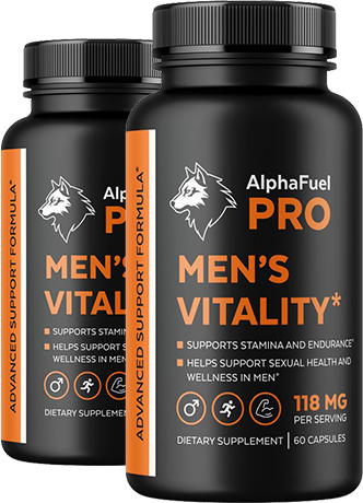 AlphaFuel Pro Men's Vitality supplement bottles